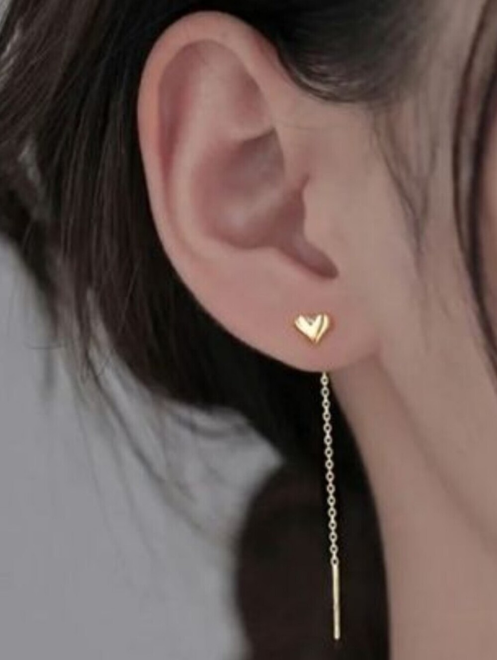 New!  Heart threader earrings Gold Plated 925 sterling silver (2010)